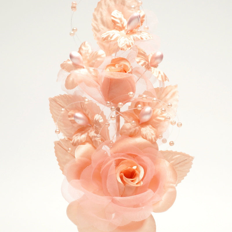 6" Blush Silk Corsage Flowers with Pearl Spray - Pack of 12