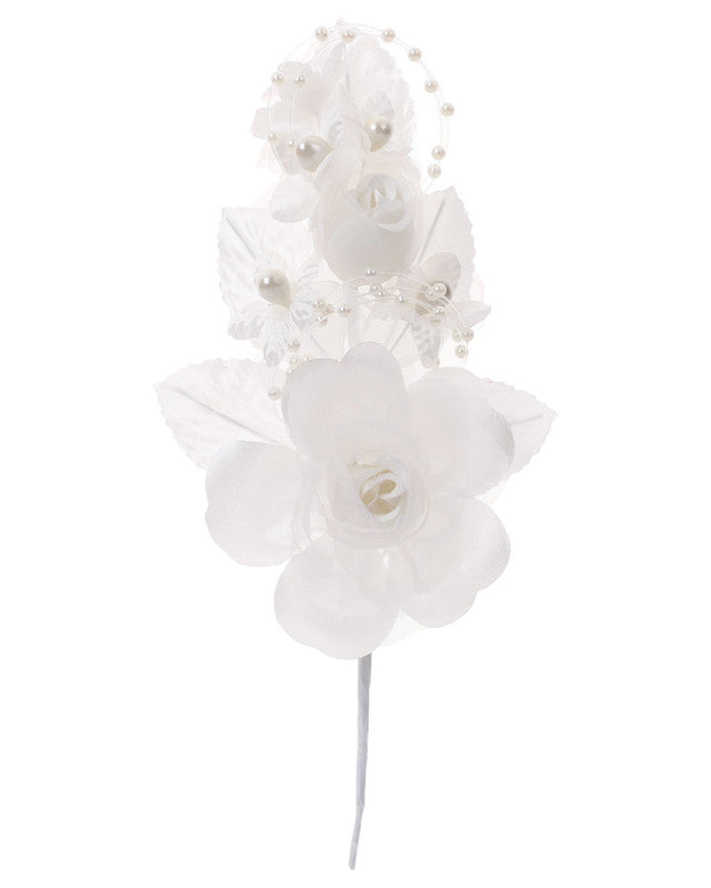 6" Ivory Silk Corsage Flowers with Pearl Spray - Pack of 12