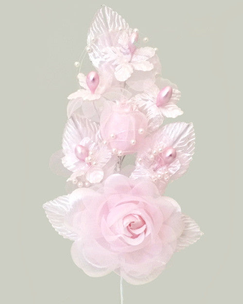 6" Pink Silk Corsage Flowers with Pearl Spray - Pack of 12