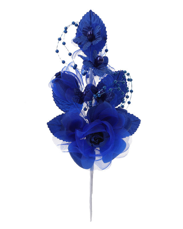 6" Royal Blue Silk Corsage Flowers with Pearl Spray - Pack of 12