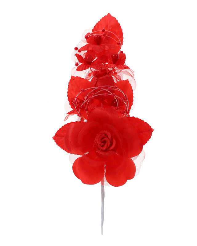 6" Red Silk Corsage Flowers with Pearl Spray - Pack of 12