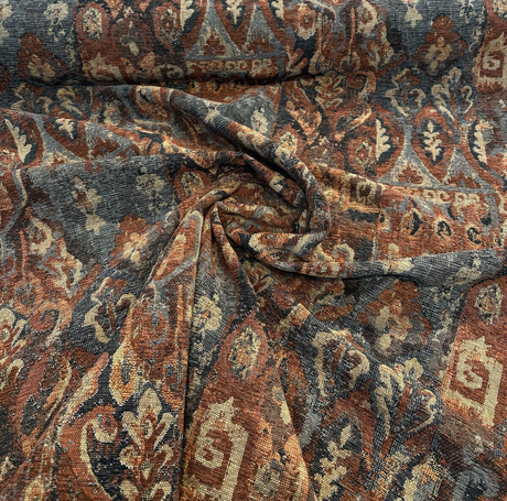 Swavelle Sedona Rust Tribal Kaisley Chenille Upholstery Fabric - Rust Tribal Pattern, 56" Width (1 Yard)
