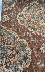Eastview Auburn Damask Swavelle Chenille Upholstery Fabric - Auburn Rust Orange With Beige Hints, 57.75" Width, 27" Horizontal Repeat, 27" Vertical Repeat (1 Yard)