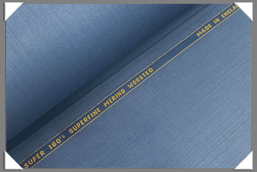 Blue Super 160S Wool Fabric - Blue, 58/60" Width (1 Yard)