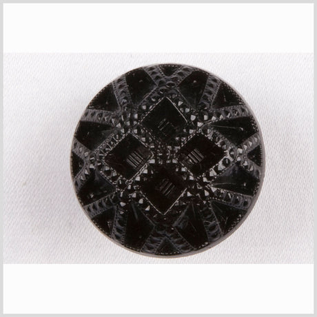 Black Studded Glass Shank Back Button - 18L/11.5mm