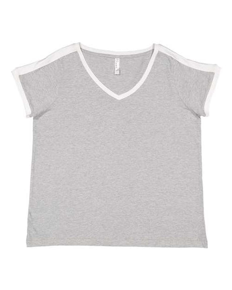 Women's Curvy Retro Ringer Premium Jersey V-Neck Tee