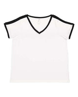 Women's Curvy Retro Ringer Premium Jersey V-Neck Tee