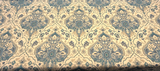 Swavelle Damask Waddesdon Pierside Blue Bird Polyester Fabric - White Background Damask, Blue Teal And Ivory, 54" Width (1 Yard)