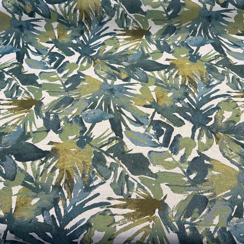 Tropicalize Jungle Green Tapestry Chenille Polyester Fabric - Green Floral, 57" Width (1 Yard)