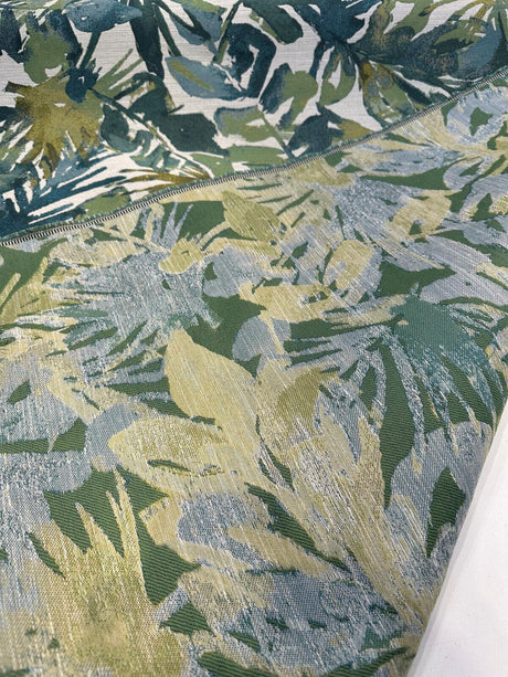 Tropicalize Jungle Green Tapestry Chenille Polyester Fabric - Green Floral, 57" Width (1 Yard)