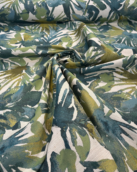 Tropicalize Jungle Green Tapestry Chenille Polyester Fabric - Green Floral, 57" Width (1 Yard)