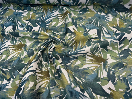 Tropicalize Jungle Green Tapestry Chenille Polyester Fabric - Green Floral, 57" Width (1 Yard)