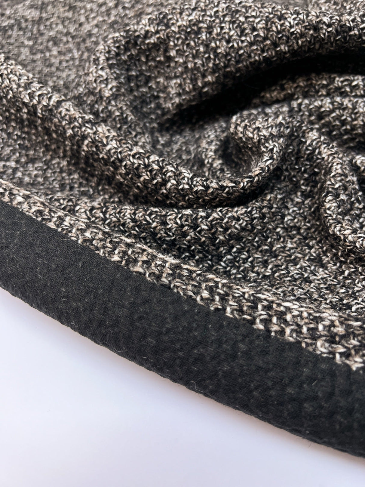 Wool Blend Knitted Coat Fabric Gray Beige Black