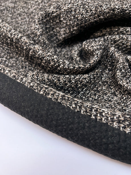 Wool Blend Knitted Coat Fabric Gray Beige Black
