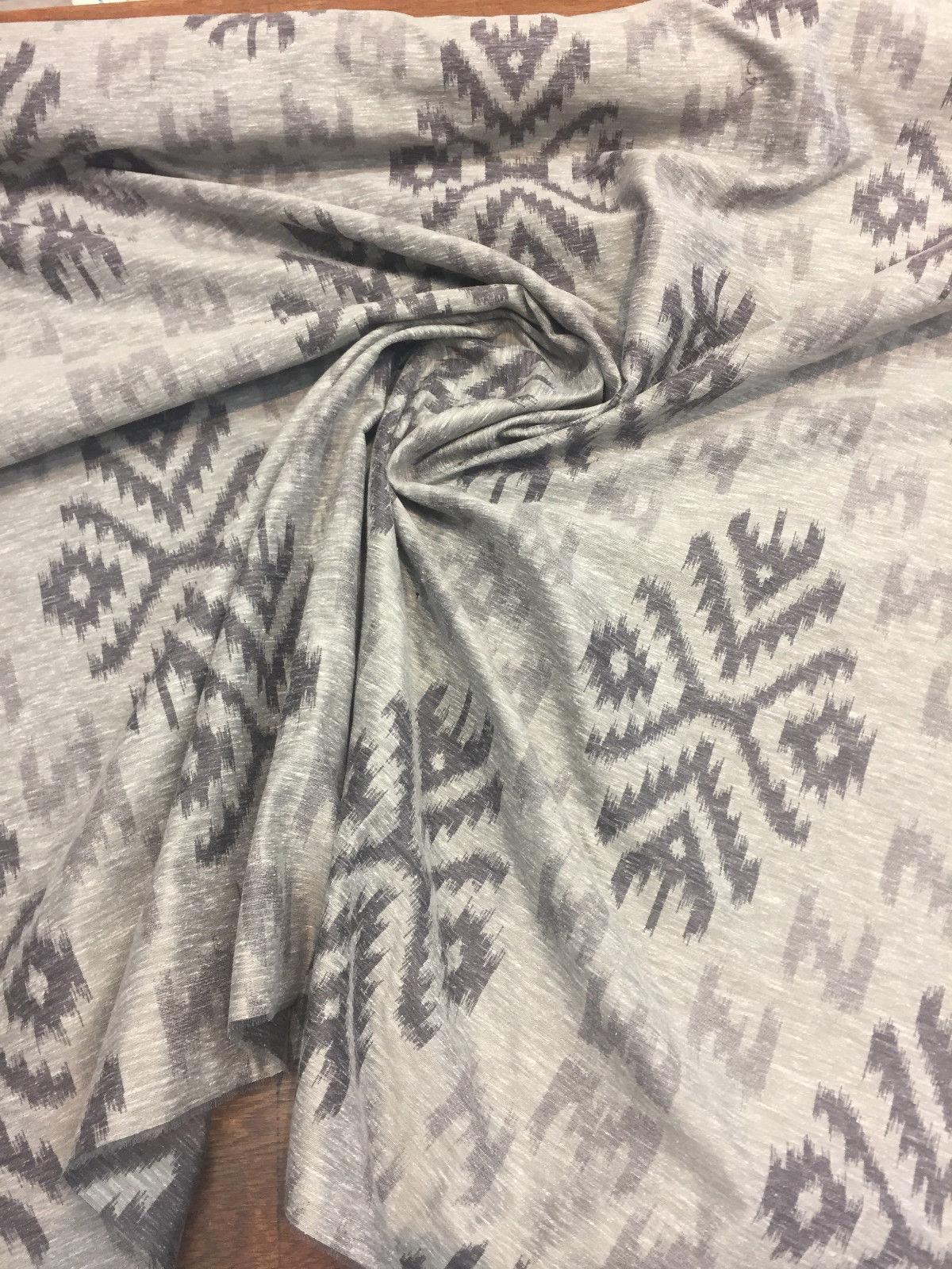Ikat Charcoal Cotton Polyester Fabric - Charcoal Ikat Jacquard, Drapery Upholstery Fabric, 54" Width (1 Yard)