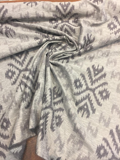 Ikat Charcoal Cotton Polyester Fabric - Charcoal Ikat Jacquard, Drapery Upholstery Fabric, 54" Width (1 Yard)