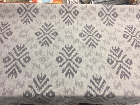 Ikat Charcoal Cotton Polyester Fabric - Charcoal Ikat Jacquard, Drapery Upholstery Fabric, 54" Width (1 Yard)