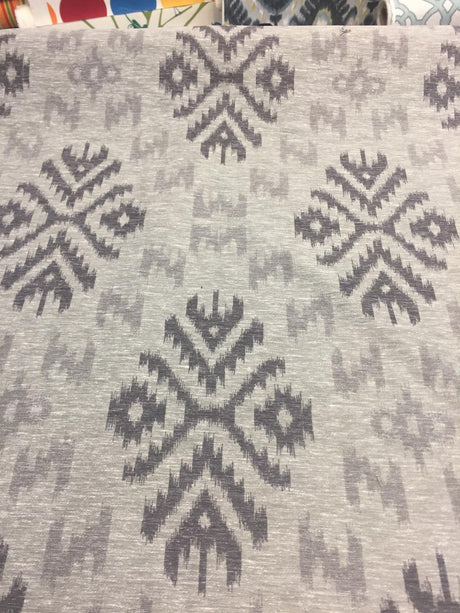 Ikat Charcoal Cotton Polyester Fabric - Charcoal Ikat Jacquard, Drapery Upholstery Fabric, 54" Width (1 Yard)