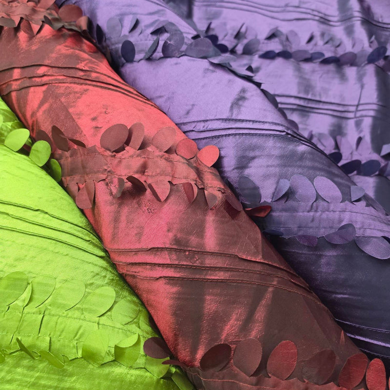 Forest Taffeta Embroidery Polyester Fabric - Hanging Leaf Pattern, 54" Width, Multiple Colors (1 Yard)
