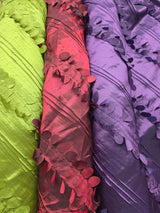 Forest Taffeta Embroidery Polyester Fabric - Hanging Leaf Pattern, 54" Width, Multiple Colors (1 Yard)