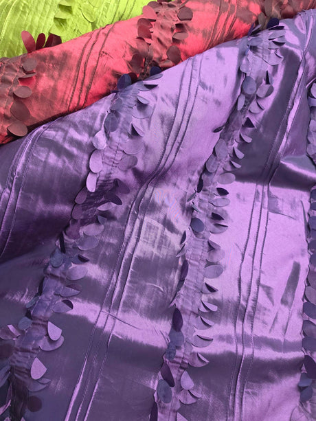 Forest Taffeta Embroidery Polyester Fabric - Hanging Leaf Pattern, 54" Width, Multiple Colors (1 Yard)