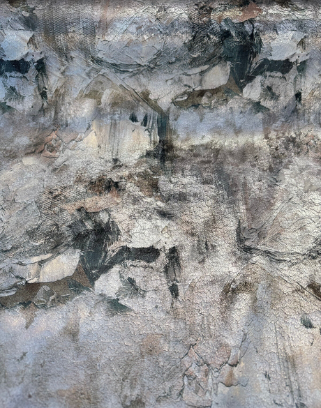Untamed Chic Canyon Polyester Fabric - Silver Metallic Abstract, 54" Width (1 Yard)