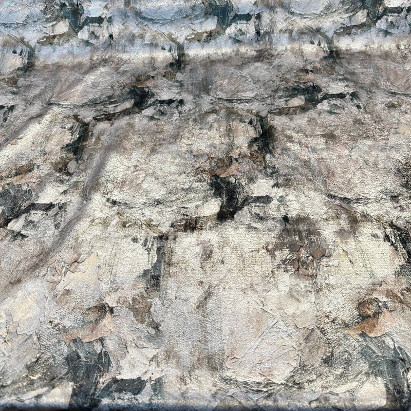 Untamed Chic Canyon Polyester Fabric - Silver Metallic Abstract, 54" Width (1 Yard)