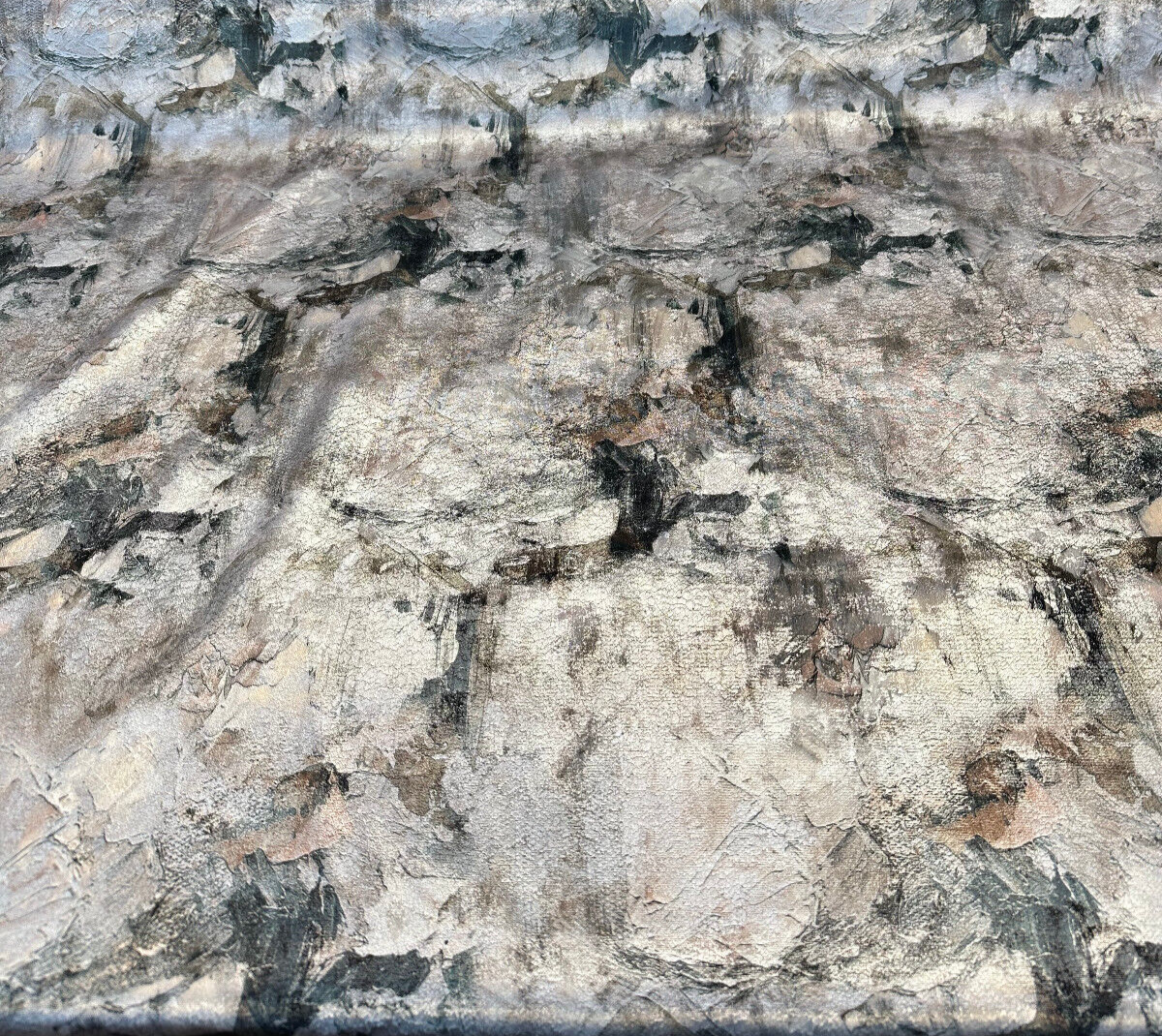 Untamed Chic Canyon Polyester Fabric - Silver Metallic Abstract, 54" Width (1 Yard)