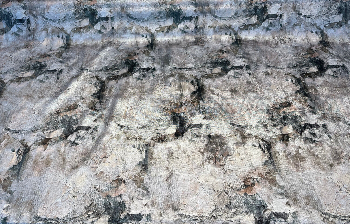 Untamed Chic Canyon Polyester Fabric - Silver Metallic Abstract, 54" Width (1 Yard)