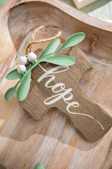 Natural Wood Cross Ornament 6 Inch Faith Christmas Decoration