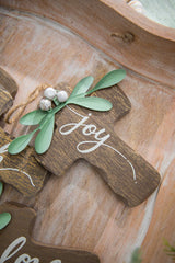 Natural Wood Cross Ornament 6 Inch Faith Christmas Decoration