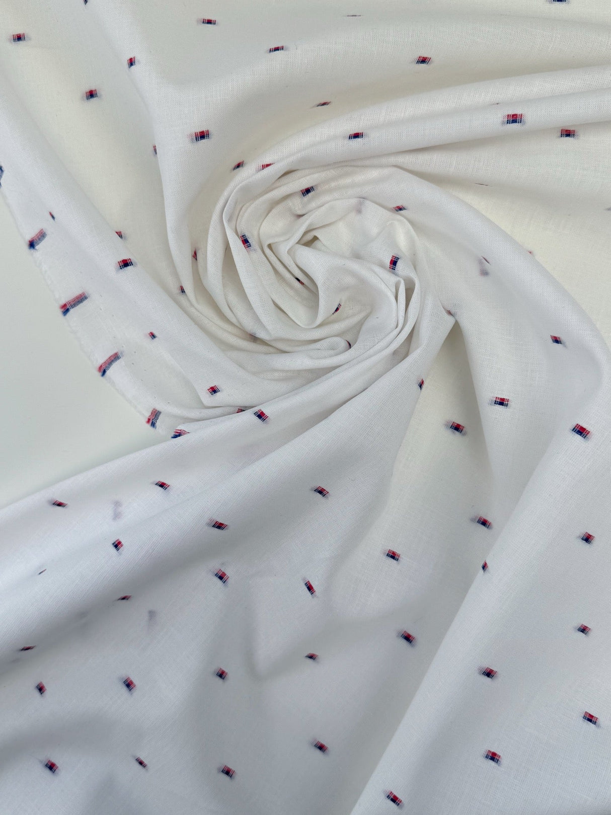 Cotton Linen Fil Coupé White Geometric