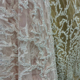 Beaded Lace Fabric on Polyester Net Mesh 52" Wide