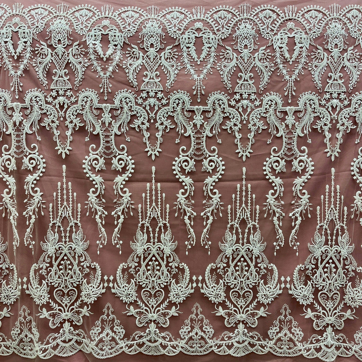 Beaded Embroidered Lace Mesh Fabric