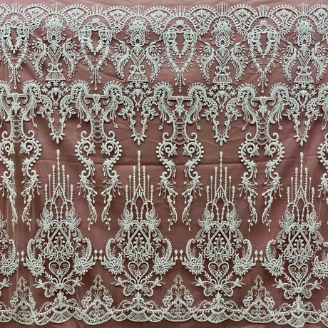 Beaded Embroidered Lace Mesh Fabric