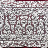 1 Yard Ivory Beaded and Corded Lace Fabric Embroidered on Polyester Net Mesh 51 Inch Width