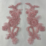 1 Pair Beaded & Corded Floral Lace Applique 9" x 2.5" Each Side