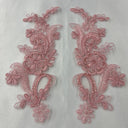 Beaded Corded Floral Lace Applique Pair