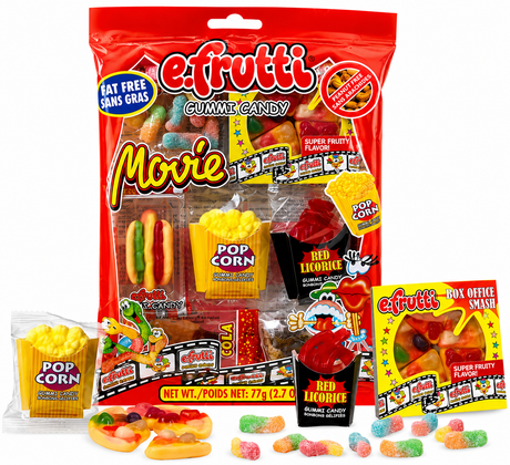 eFrutti Gummi Movie Bags – 12 Count popcorn, hot dogs, red licorice, pizza, and more.
