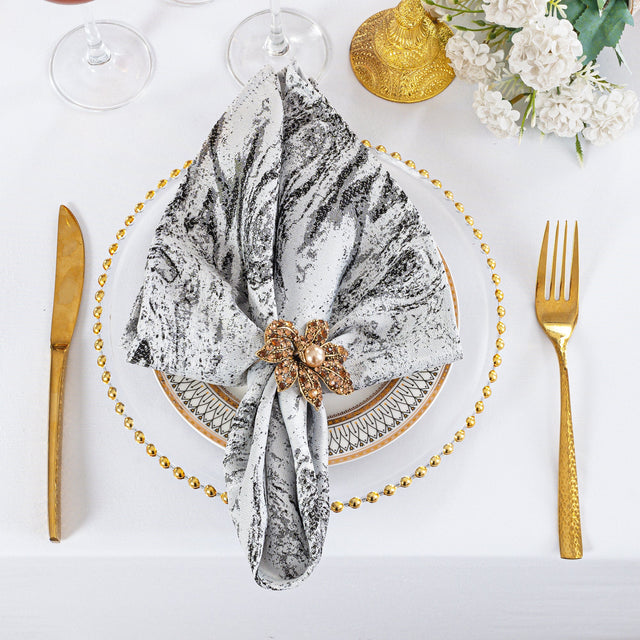 Cloth Dinner Napkins Mirage Jacquard Polyester 20x20 White/Black