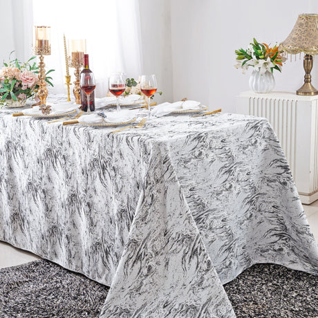 Rectangular Mirage Jacquard Polyester Tablecloth 90x132 White/Black