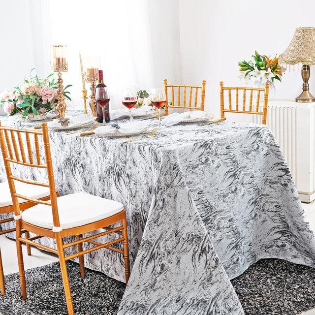 Rectangular Mirage Jacquard Polyester Tablecloth 90x156 White/Black