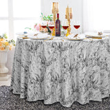 Round Mirage Jacquard Polyester Tablecloth 120" White/Black