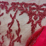 Beaded Lace Fabric on Polyester Net Mesh 52" Wide