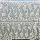 1 Yard 48" Wide Corded Bridal Lace Fabric Embroidered on 100% Polyester Net Mesh
