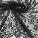 3 Yards Chantilly Embroidered Lace Fabric with Eyelash Scallop