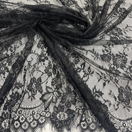 Embroidered Chantilly Lace with Eyelash Scallop