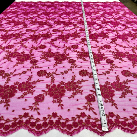 Embroidered Lace Fabric 100% Polyester Net Mesh 52"