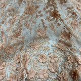 Beaded 3D Floral Lace Peach Mesh