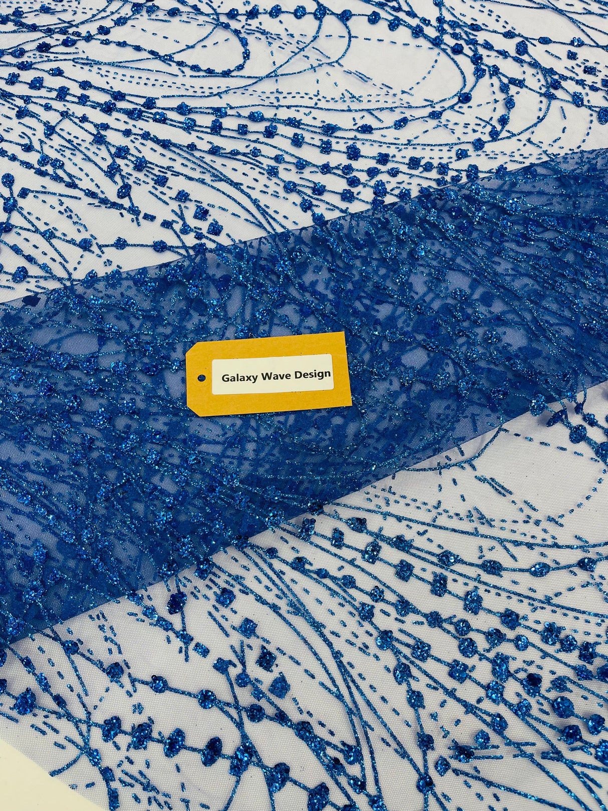 Galaxy Glitter Design Mesh Lace Polyester Fabric - Glitter Galaxy Pattern, 52-54" Width (1 Yard)